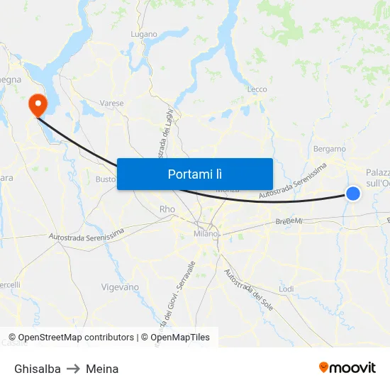 Ghisalba to Meina map