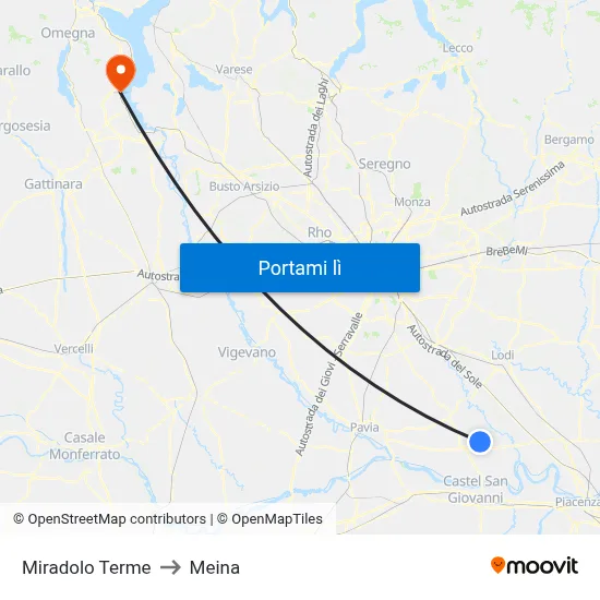 Miradolo Terme to Meina map