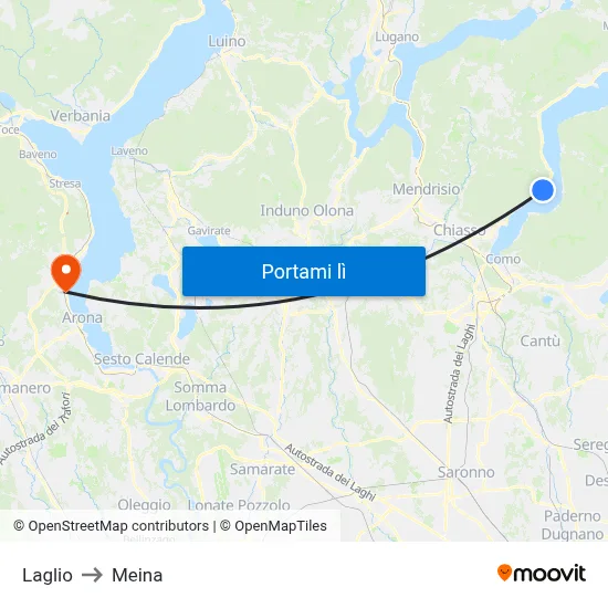 Laglio to Meina map