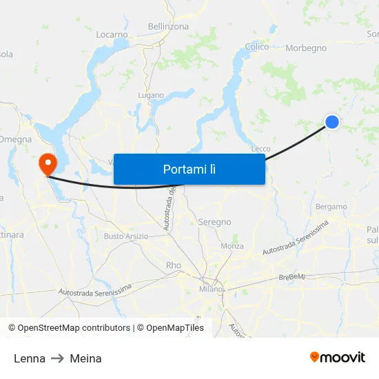 Lenna to Meina map