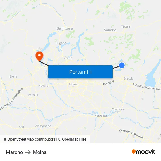 Marone to Meina map