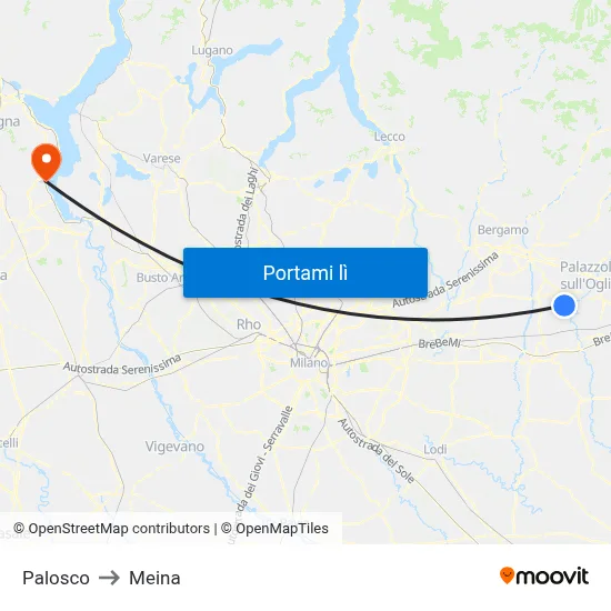 Palosco to Meina map