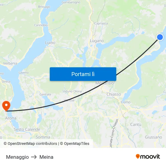 Menaggio to Meina map