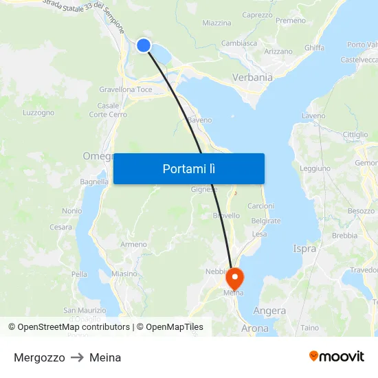 Mergozzo to Meina map