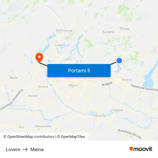 Lovere to Meina map
