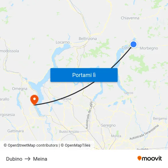 Dubino to Meina map
