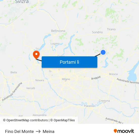 Fino Del Monte to Meina map