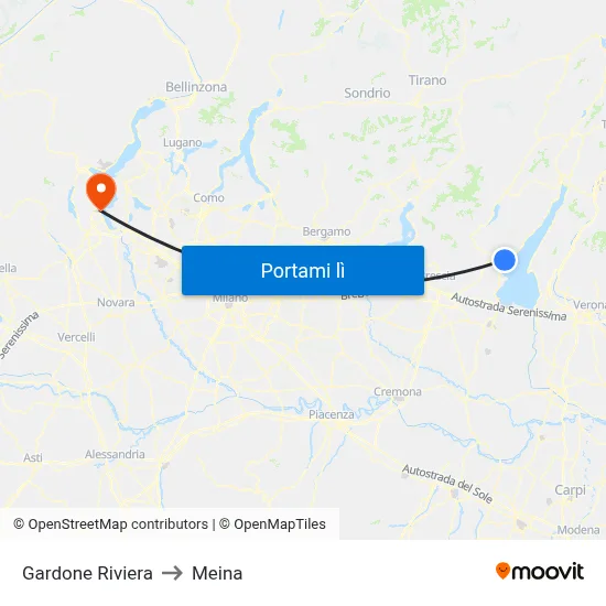 Gardone Riviera to Meina map