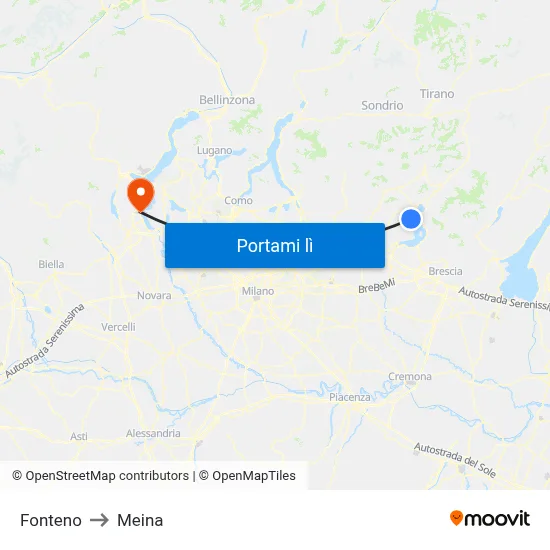 Fonteno to Meina map