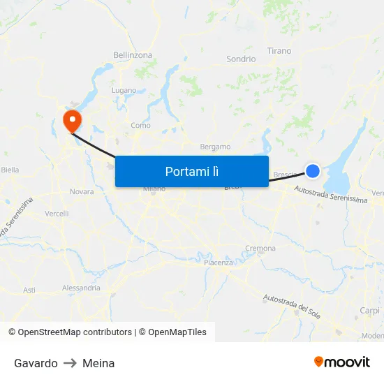 Gavardo to Meina map
