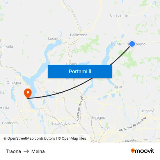 Traona to Meina map