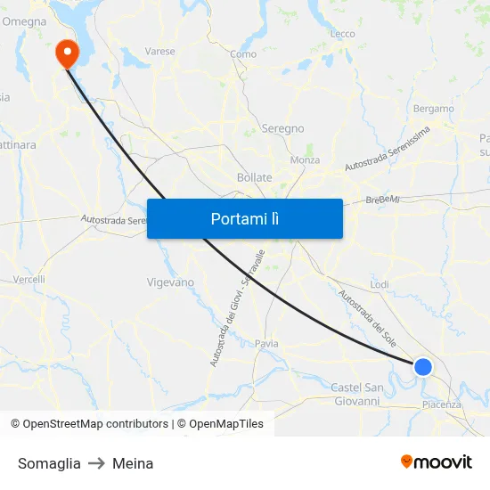 Somaglia to Meina map