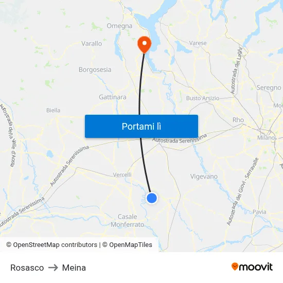 Rosasco to Meina map