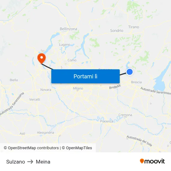 Sulzano to Meina map