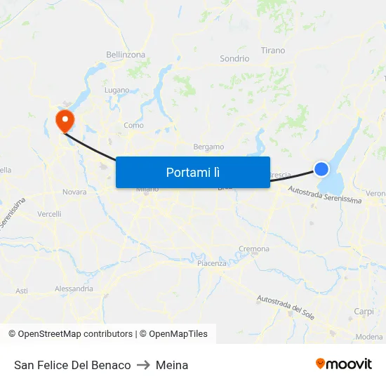 San Felice Del Benaco to Meina map