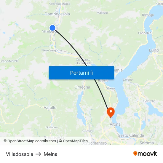 Villadossola to Meina map
