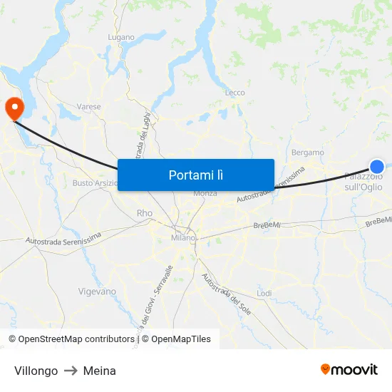 Villongo to Meina map