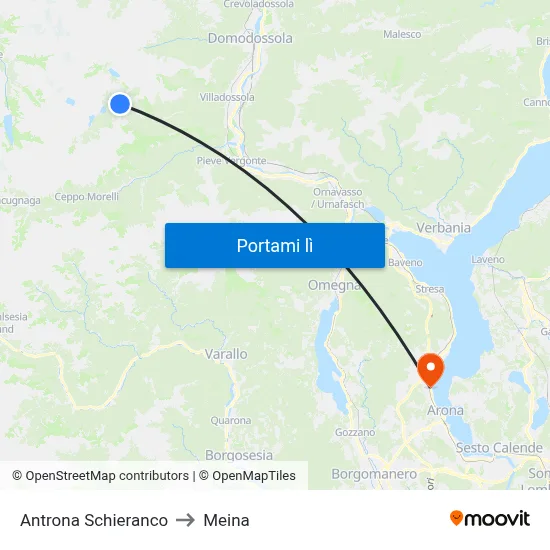 Antrona Schieranco to Meina map