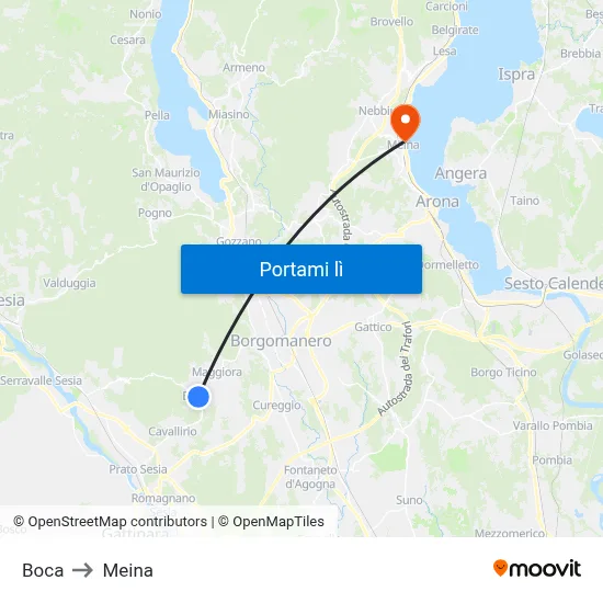 Boca to Meina map