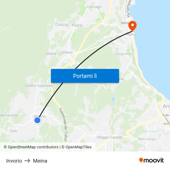 Invorio to Meina map