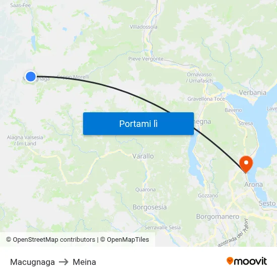 Macugnaga to Meina map