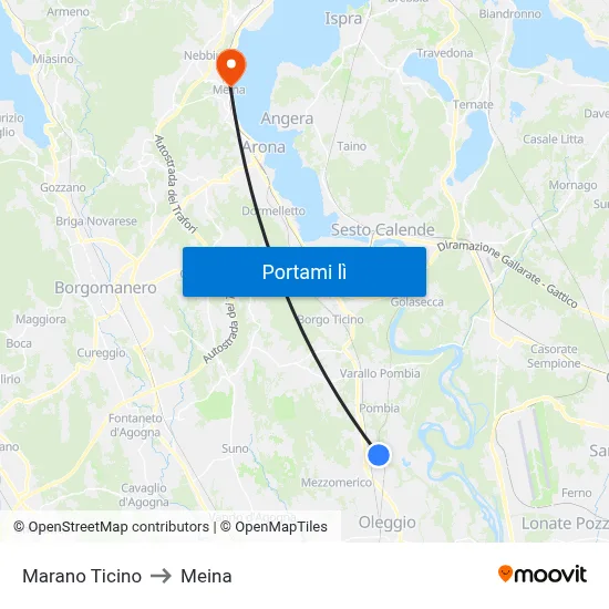 Marano Ticino to Meina map