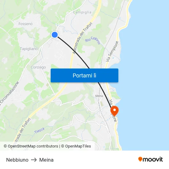 Nebbiuno to Meina map