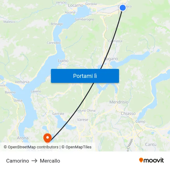 Camorino to Mercallo map