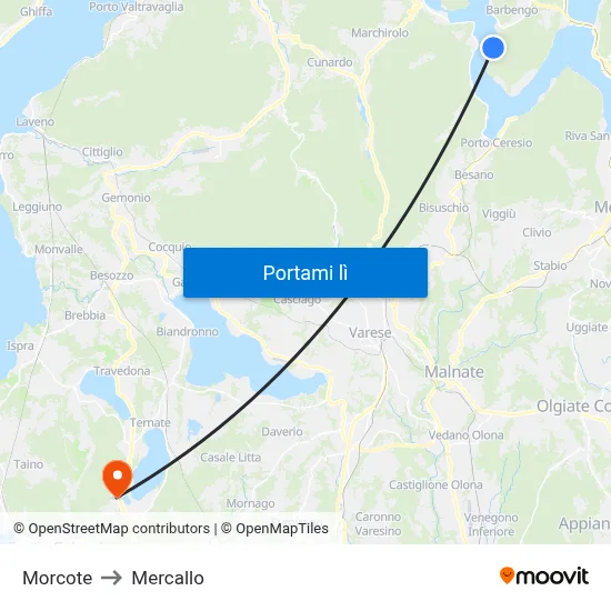 Morcote to Mercallo map