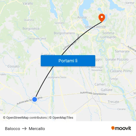 Balocco to Mercallo map