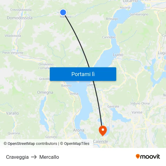 Craveggia to Mercallo map