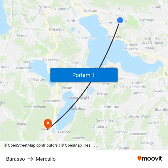 Barasso to Mercallo map