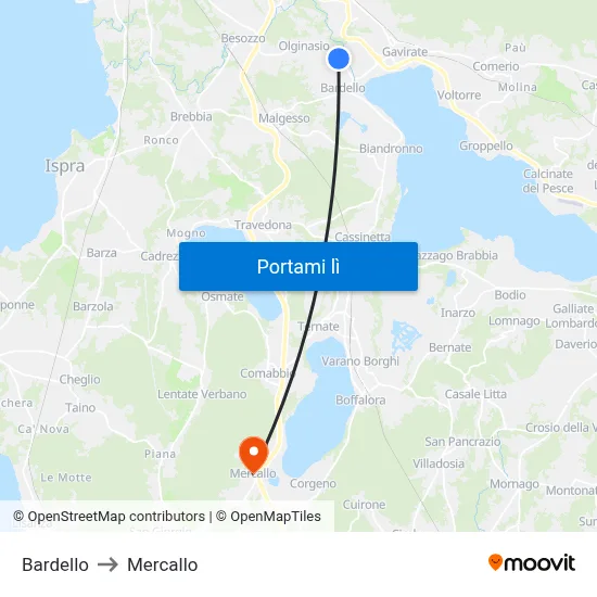 Bardello to Mercallo map