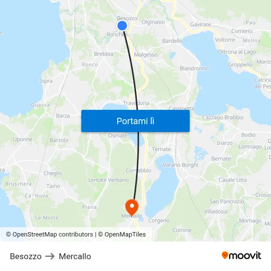 Besozzo to Mercallo map