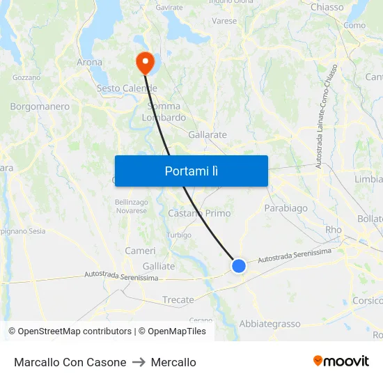 Marcallo Con Casone to Mercallo map