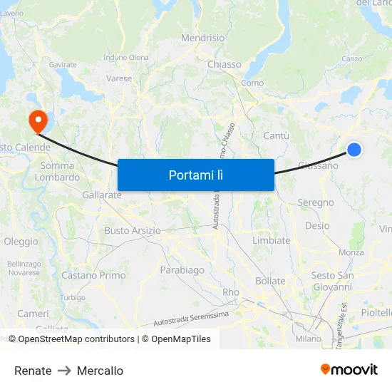 Renate to Mercallo map