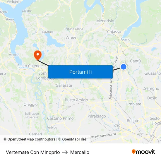 Vertemate Con Minoprio to Mercallo map