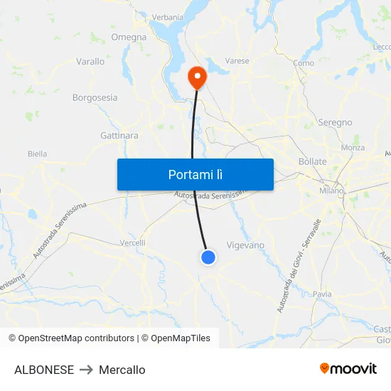 ALBONESE to Mercallo map