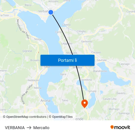 VERBANIA to Mercallo map