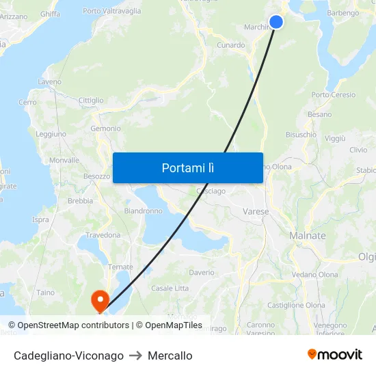 Cadegliano-Viconago to Mercallo map