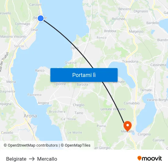 Belgirate to Mercallo map