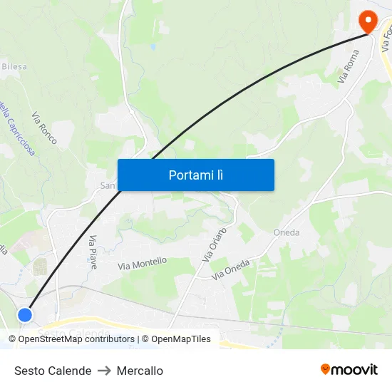 Sesto Calende to Mercallo map