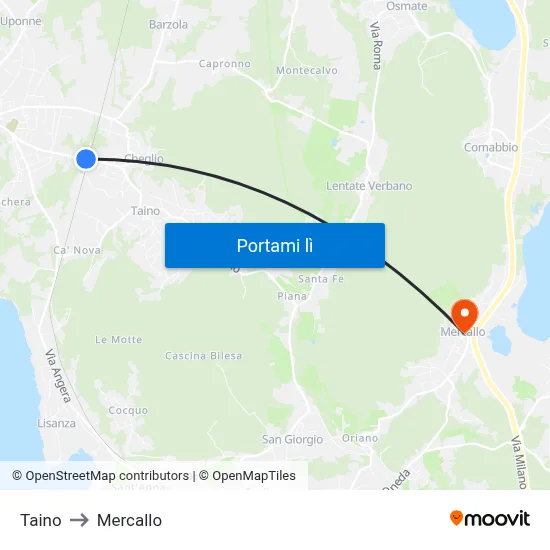 Taino to Mercallo map