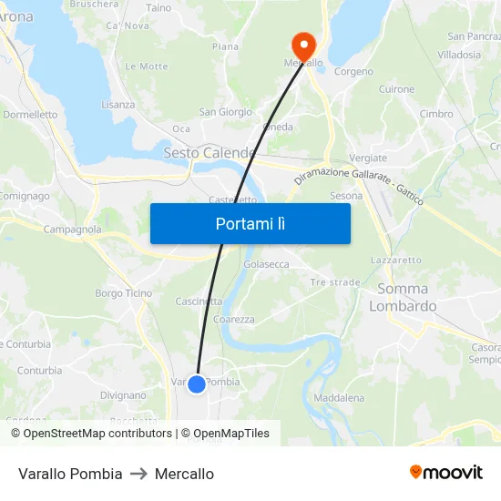 Varallo Pombia to Mercallo map