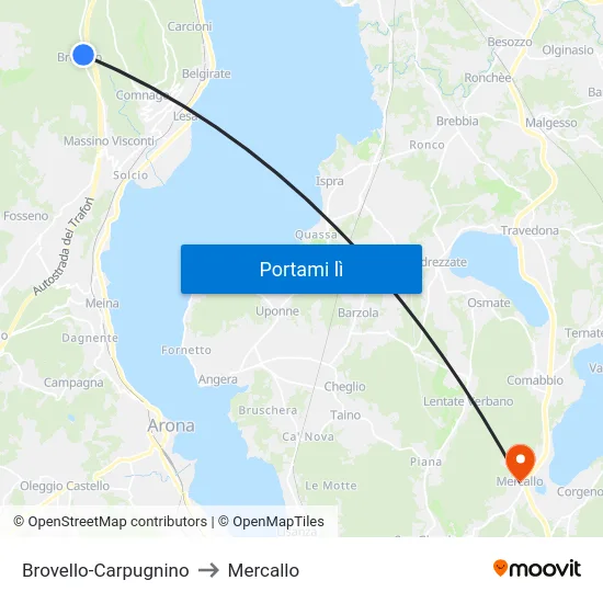 Brovello-Carpugnino to Mercallo map