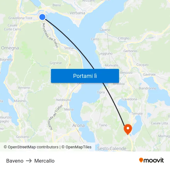 Baveno to Mercallo map