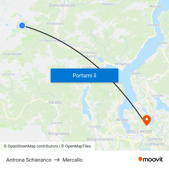 Antrona Schieranco to Mercallo map