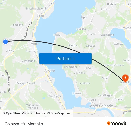 Colazza to Mercallo map