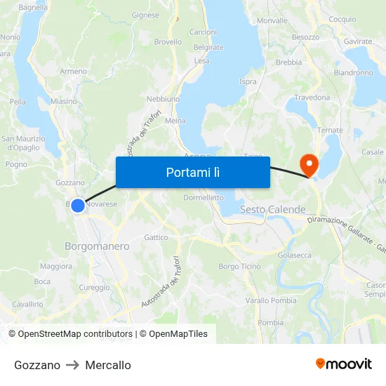 Gozzano to Mercallo map