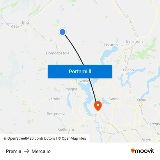 Premia to Mercallo map